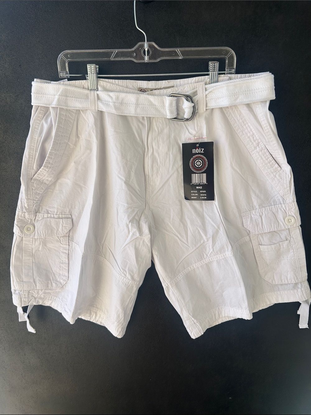 Noiz White Men's Cargo Shorts with Belt size 38 ! #396-397